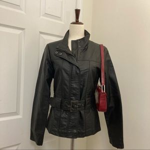 (Size S) Black Faux Leather Jacket